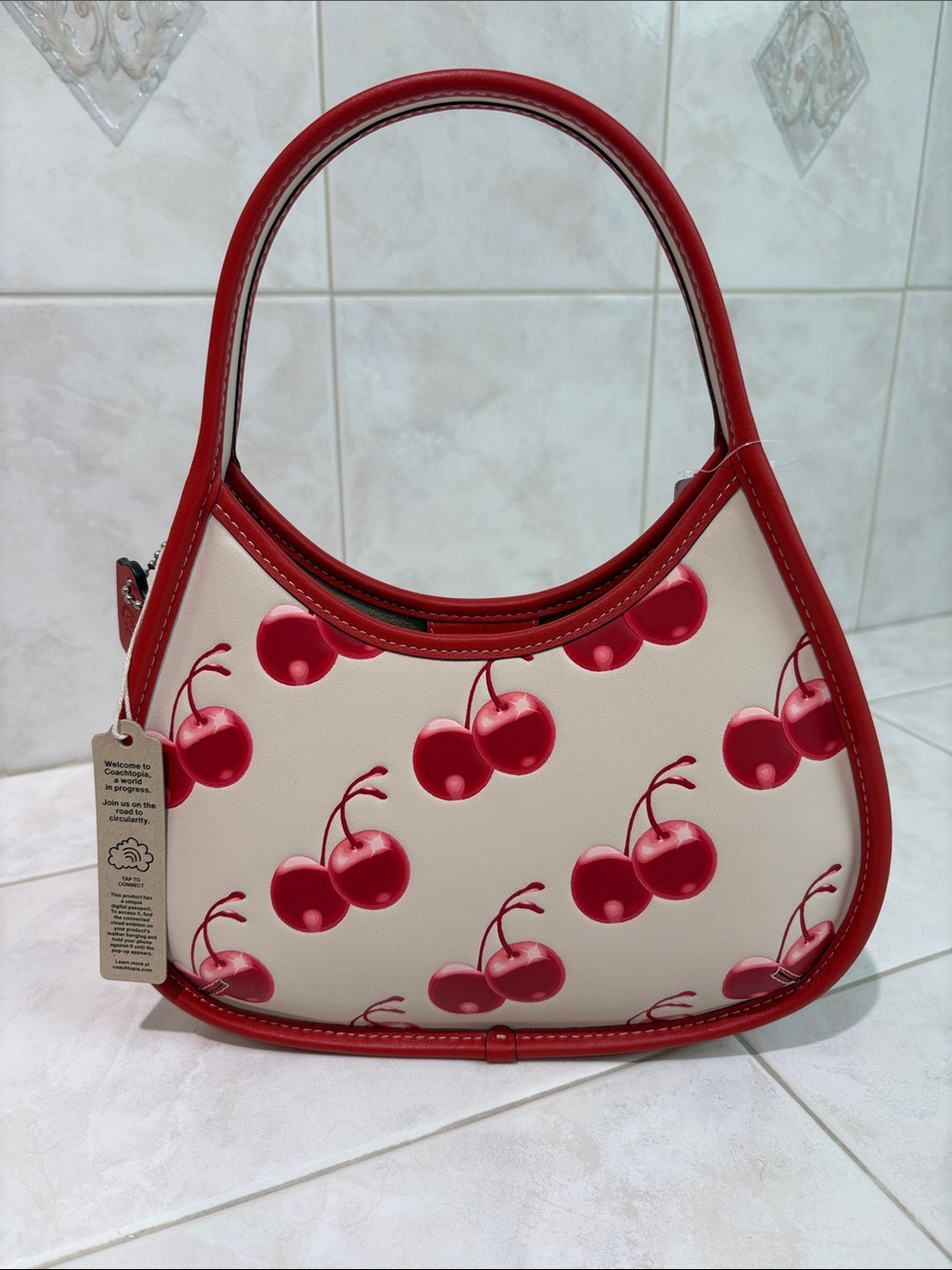 Coach/Coachtopia Big Red Cherry Print Top-Handle Bag with Logo & Coachtopia Tag